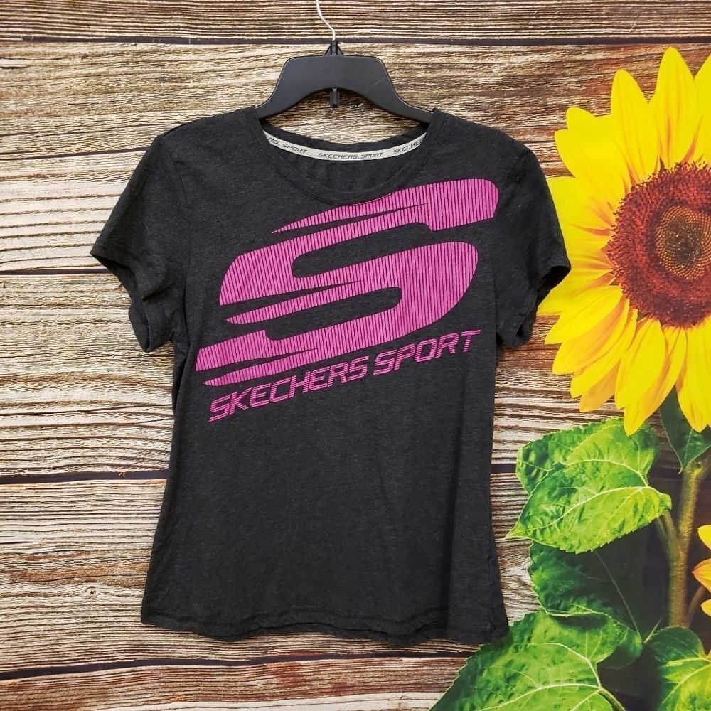Sketchers short Sleeve gray/pink tee Pre-owned